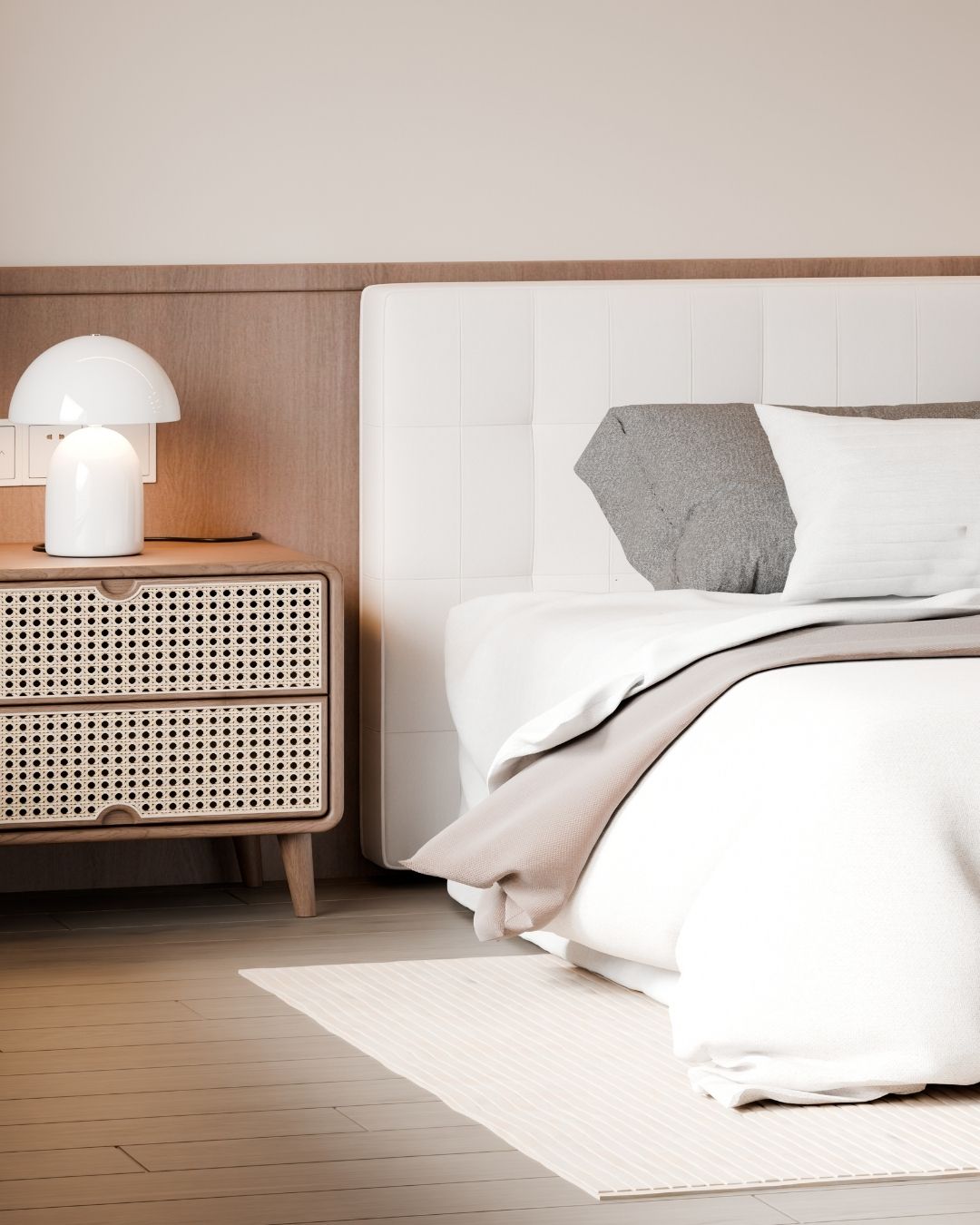 Schlafzimmer minimalistisch warm eingerichtet