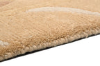Handgeknüpfter tibetischer Teppich in einem warmen beige  mit Retro Bordüre – Neuwertig