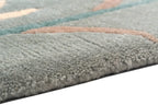 Handgeknüpfter Tibeter Teppich in grün mit Retro Bordüre – Neuwertig