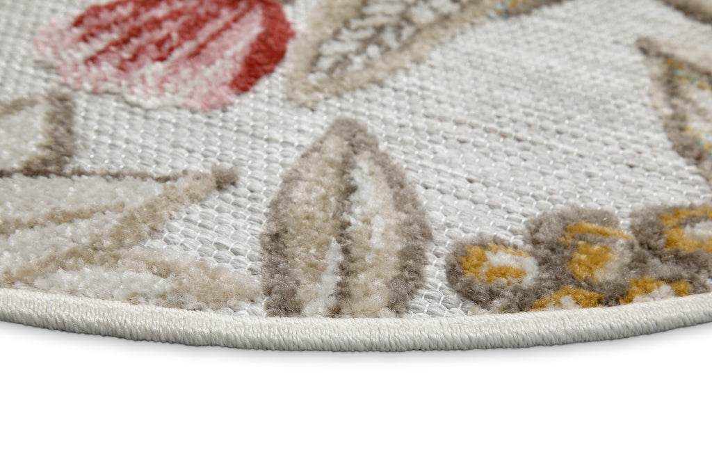 In & Outdoorteppich Rund Beige "Abloom" WECONhome