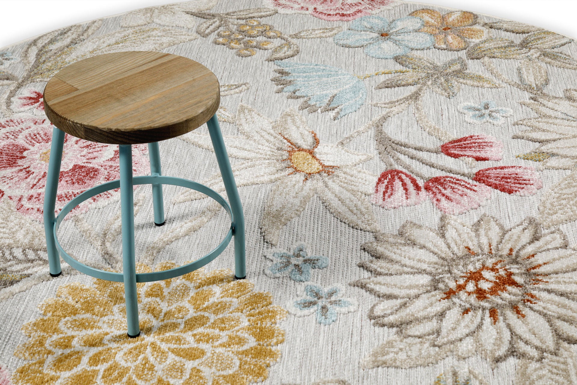 In & Outdoorteppich Rund Beige "Abloom" WECONhome