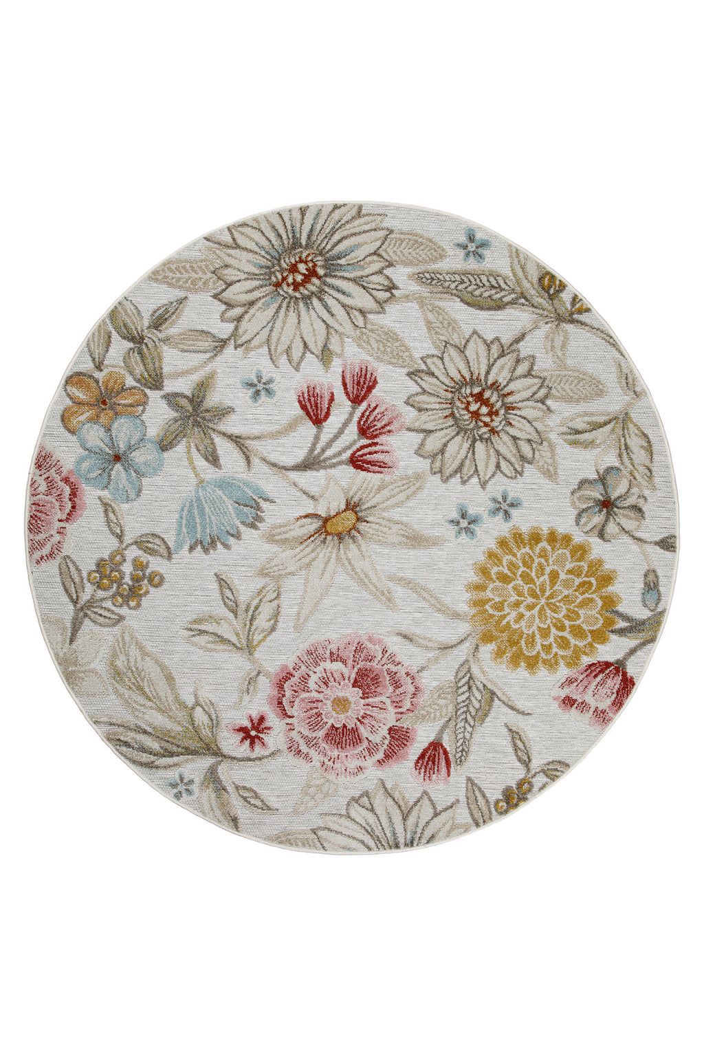 In & Outdoorteppich Rund Beige "Abloom" WECONhome