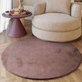 Esprit Kunstfell Teppich Rund Altrosa und sehr flauschig Hochflor "Alice"