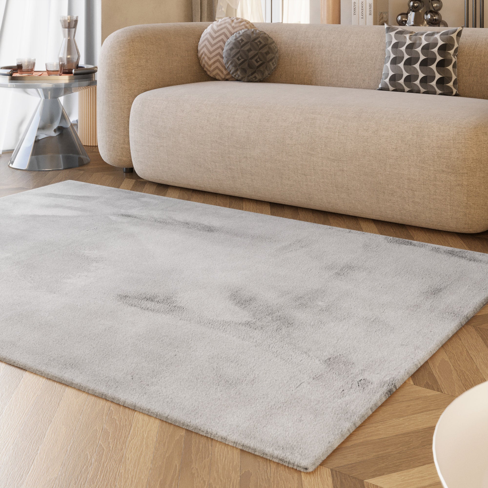 Esprit Kunstfell Teppich Greige und sehr flauschig Hochflor "Alice"