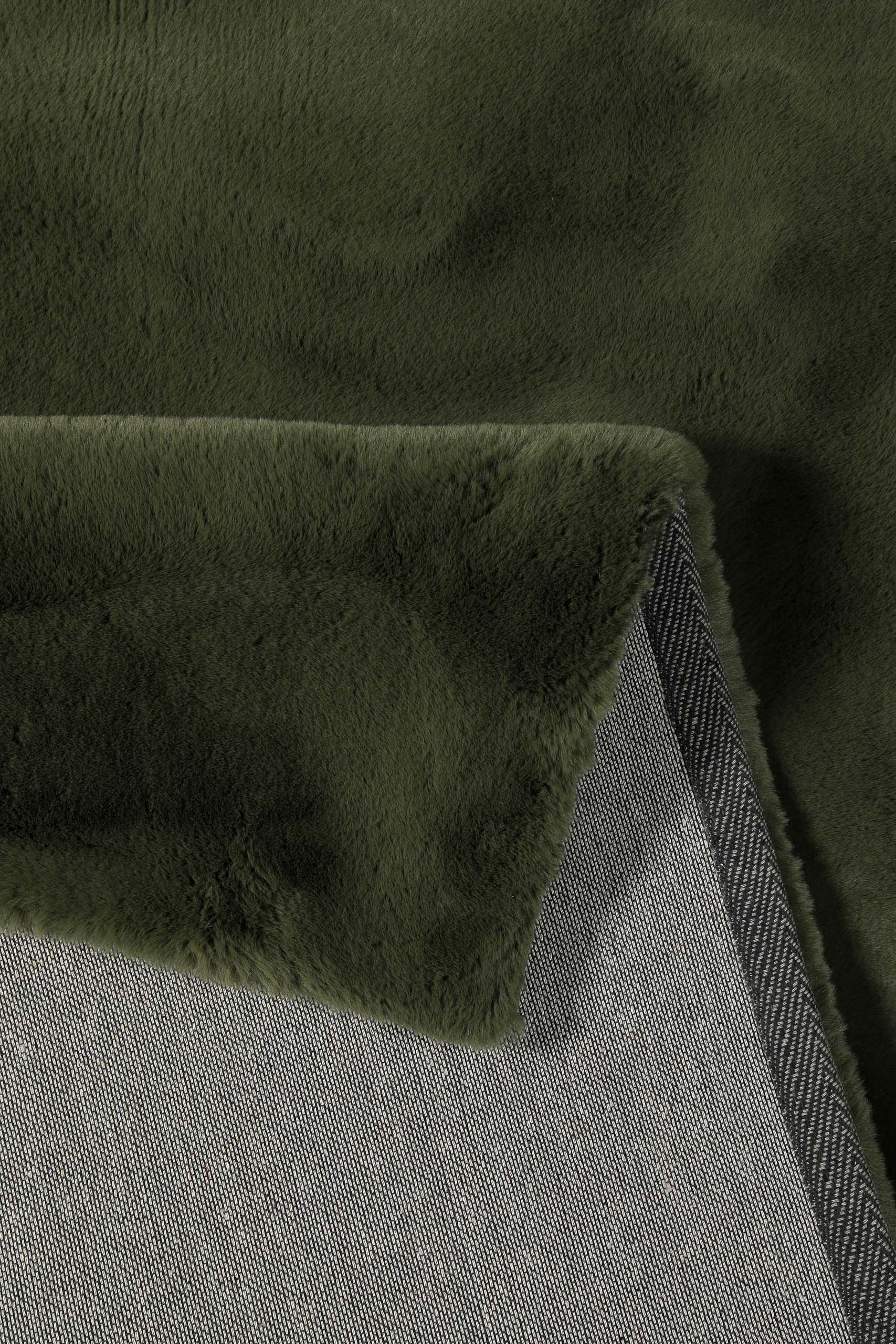 Hochflor Teppich Alice Oliv Grün Ansicht Rückseite