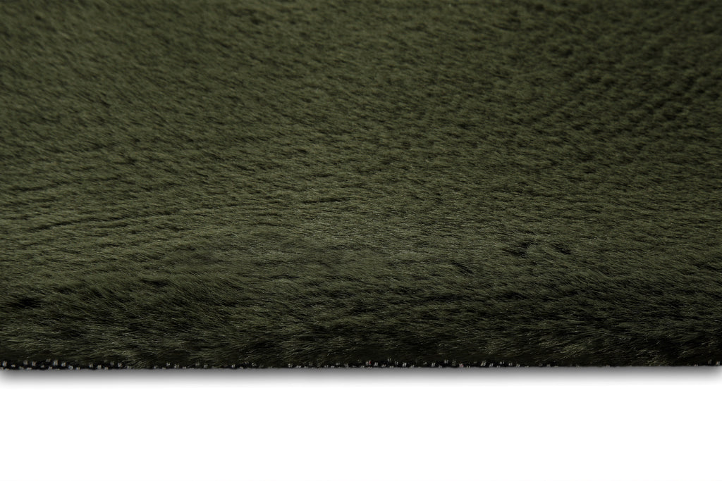Hochflor Teppich Alice Oliv Grün Detailansicht Kante