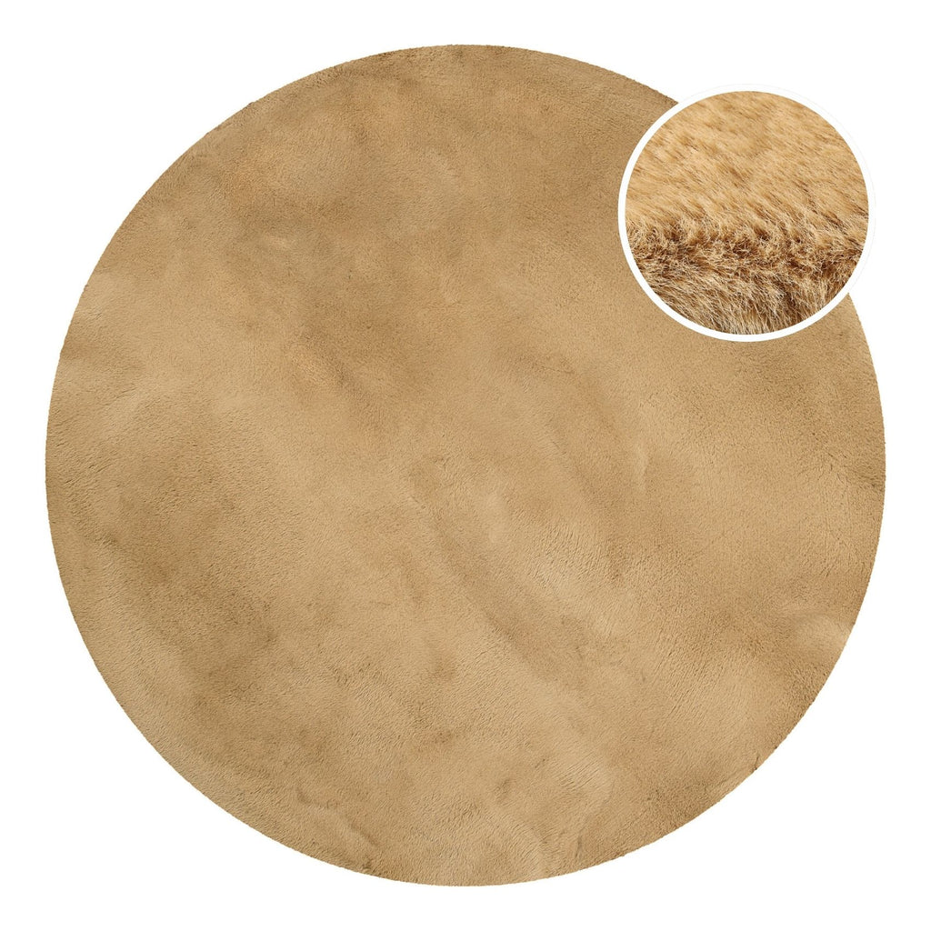 Esprit Teppich Rund Caramel Beige und sehr flauschig Hochflor "Alice"