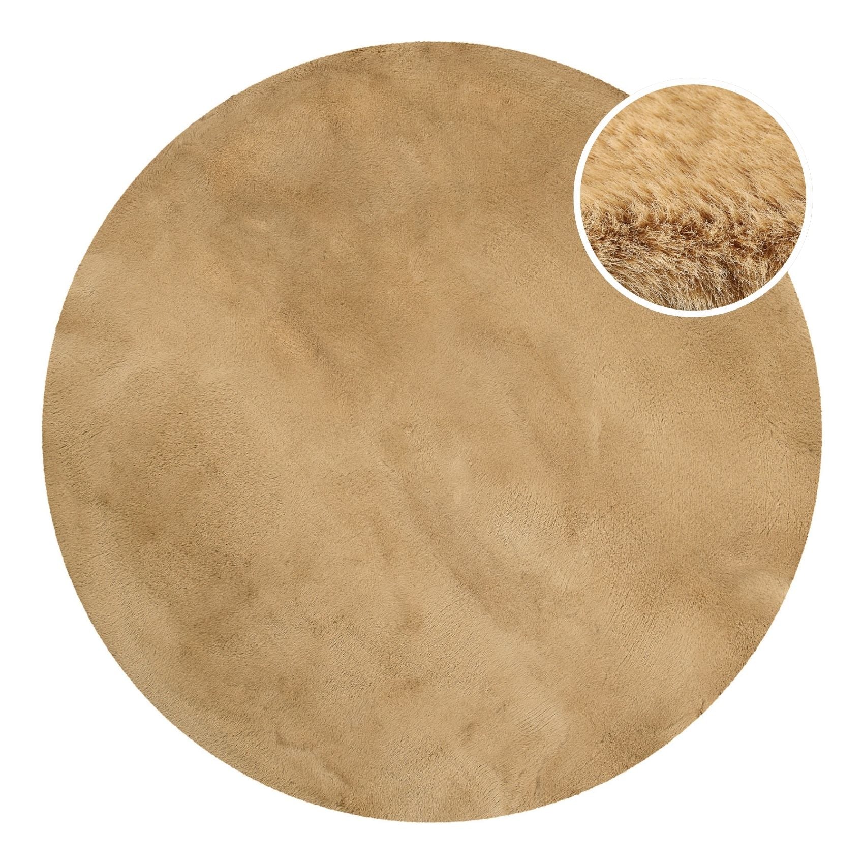 Esprit Teppich Rund Caramel Beige und sehr flauschig Hochflor "Alice"