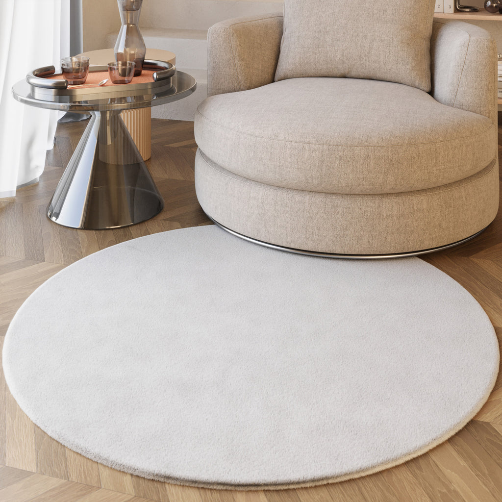 Esprit Kunstfell Teppich Rund Weiß und sehr flauschig Hochflor "Alice"