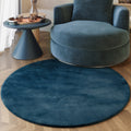 Esprit Kunstfell Teppich Rund Petrol und sehr flauschig Hochflor "Alice"