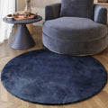 Esprit Kunstfell Teppich Rund Dunkelblau und sehr flauschig Hochflor "Alice"