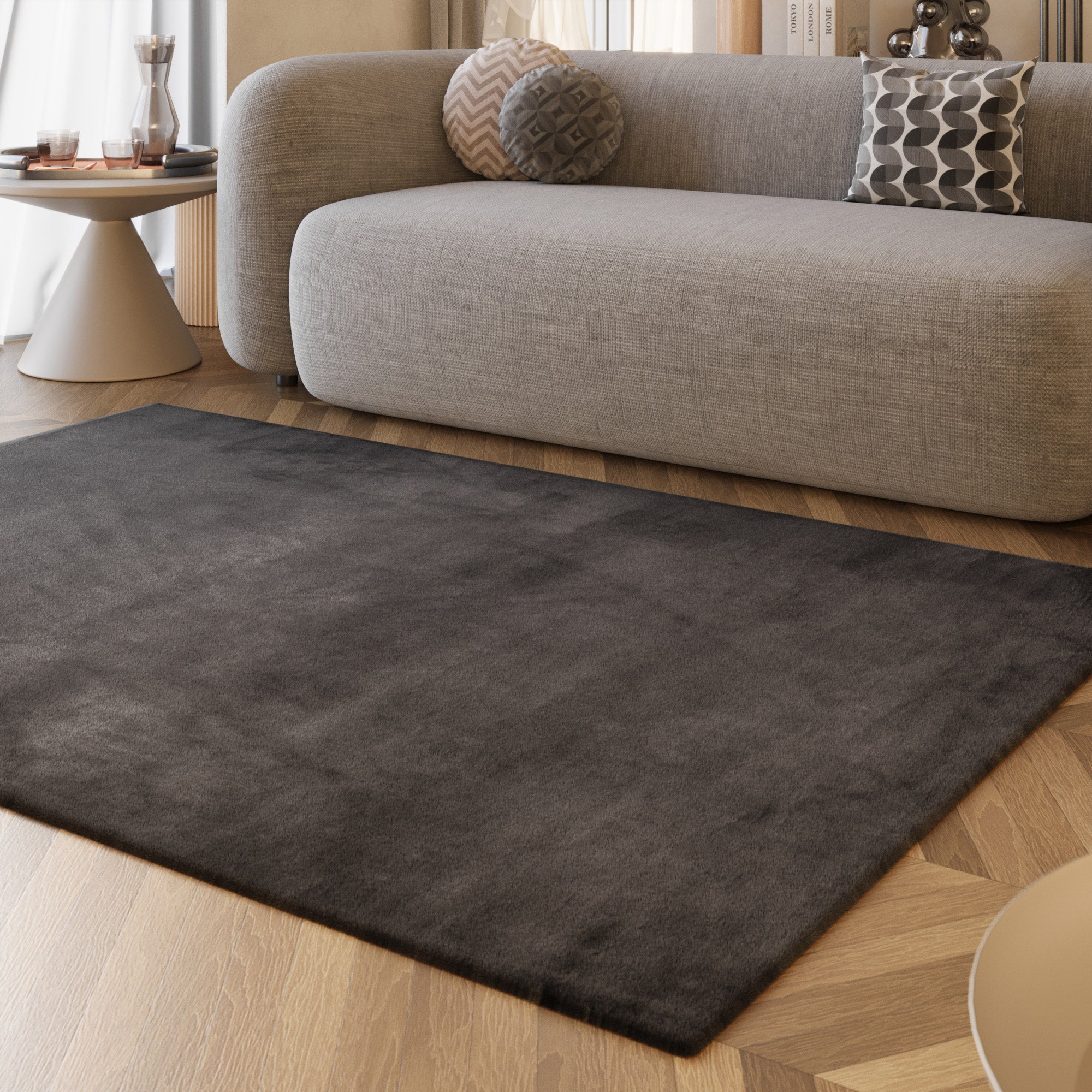 Esprit Kunstfell Teppich Anthrazit und sehr flauschig Hochflor "Alice"