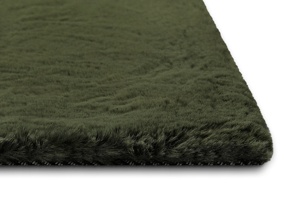 Hochflor Teppich Anna Oliv Grün Zoomansicht Kante