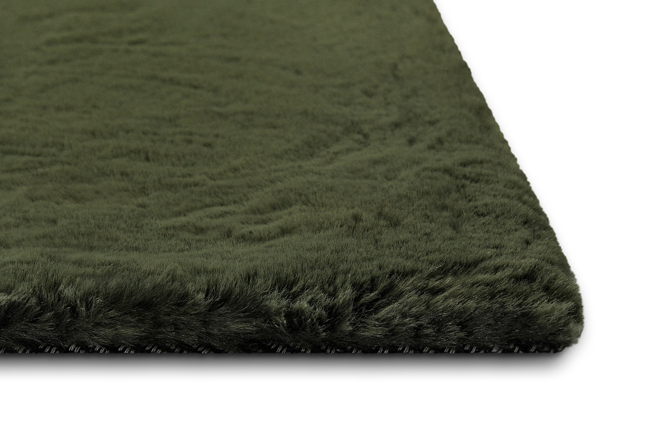 Hochflor Teppich Anna Oliv Grün Zoomansicht Kante