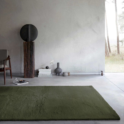 Hochflor Teppich Anna Oliv Grün Interiorbild