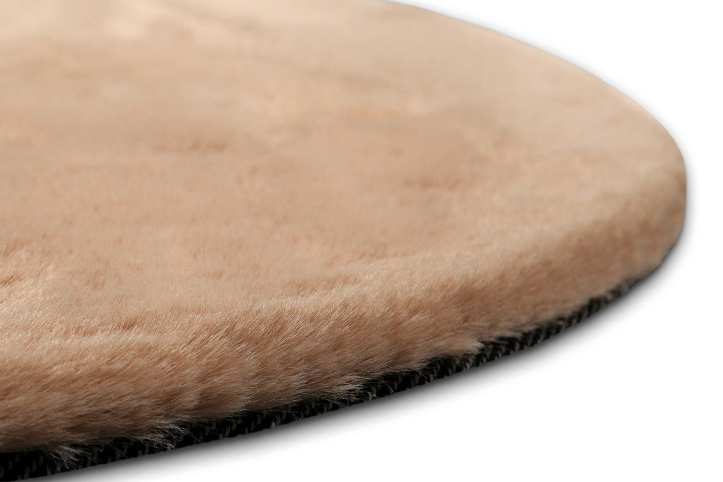 Kunstfell Teppich Rund Apricot flauschig und weich "Anna" WECONhome Basics