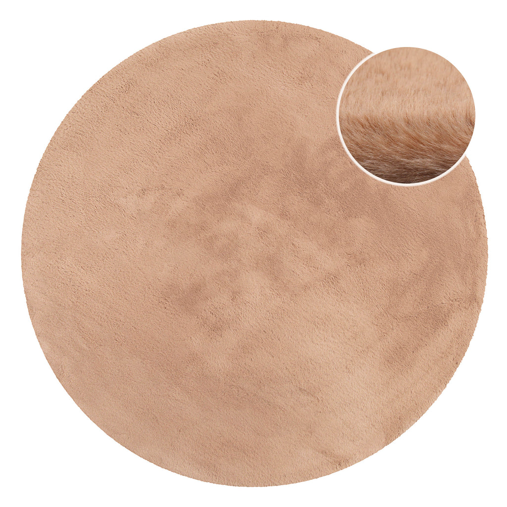 Kunstfell Teppich Rund Apricot flauschig und weich "Anna" WECONhome Basics