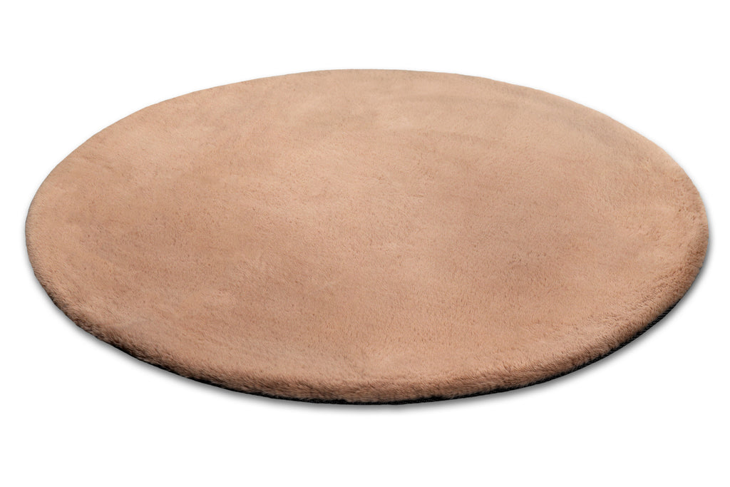 Kunstfell Teppich Rund Apricot flauschig und weich "Anna" WECONhome Basics