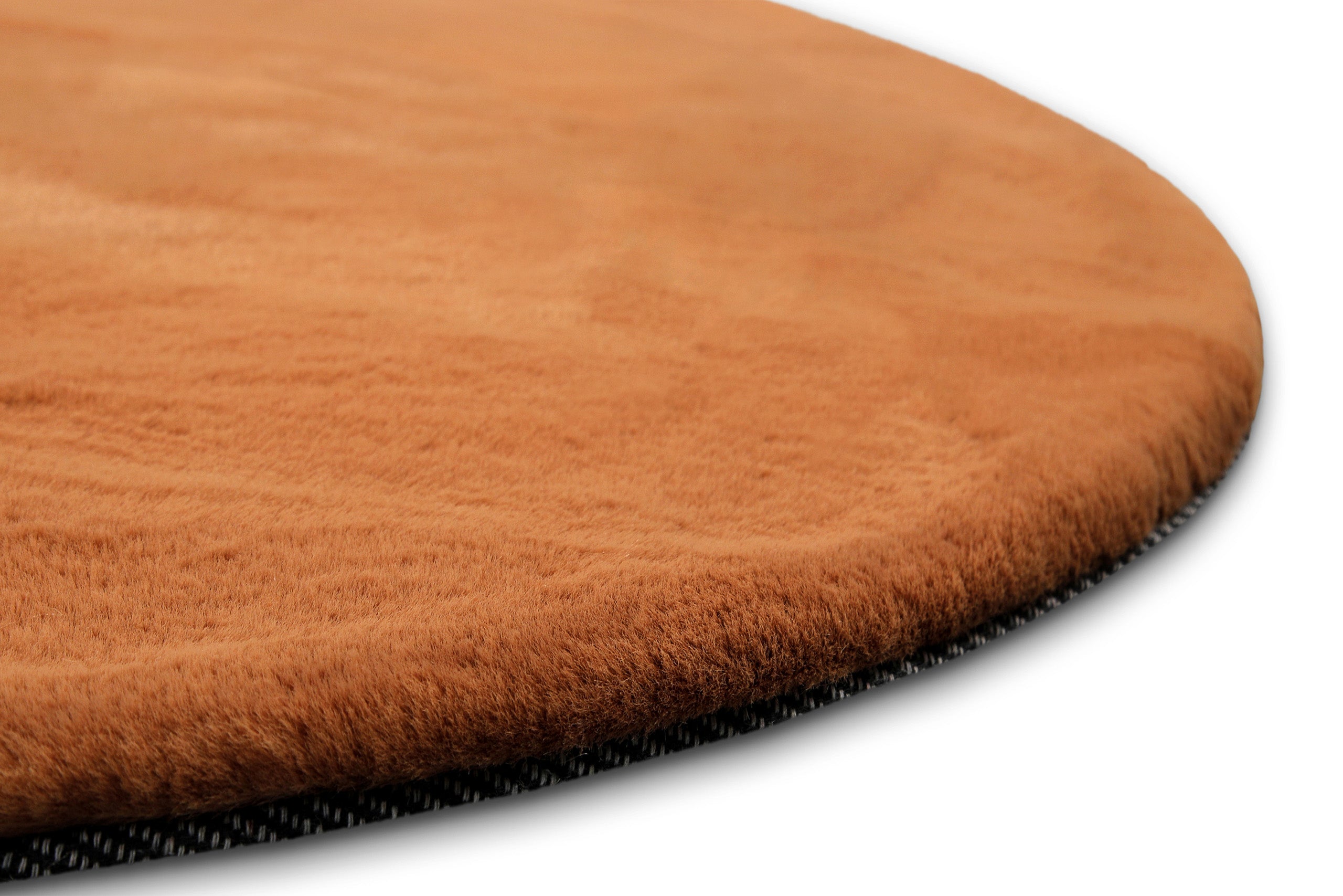 Kunstfell Teppich Rund Terracotta flauschig und weich "Anna" WECONhome Basics
