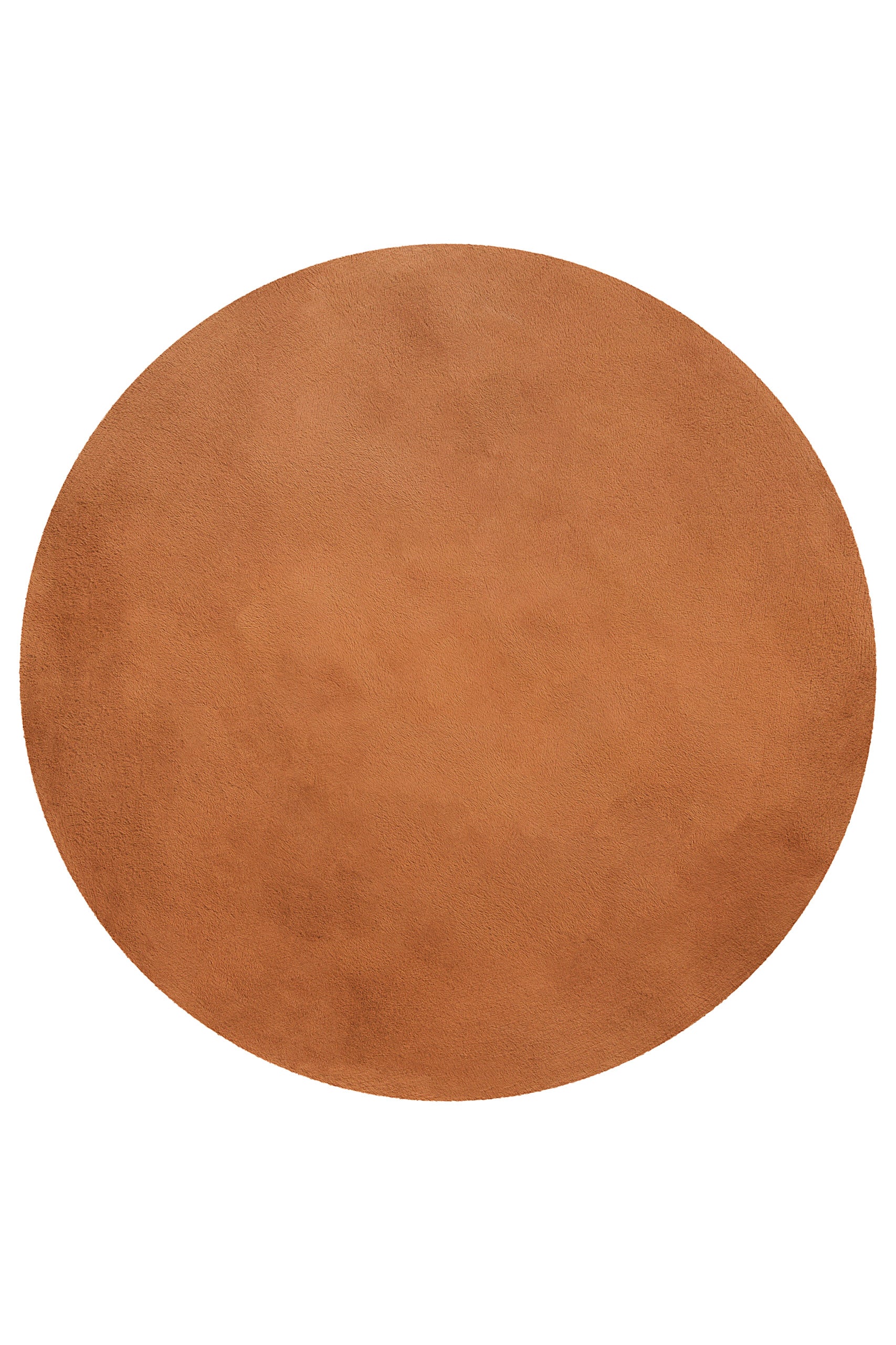 Kunstfell Teppich Rund Terracotta flauschig und weich "Anna" WECONhome Basics