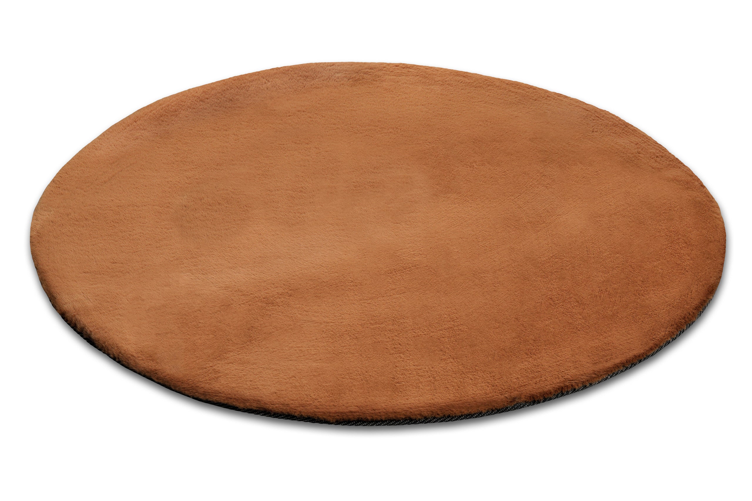 Kunstfell Teppich Rund Terracotta flauschig und weich "Anna" WECONhome Basics