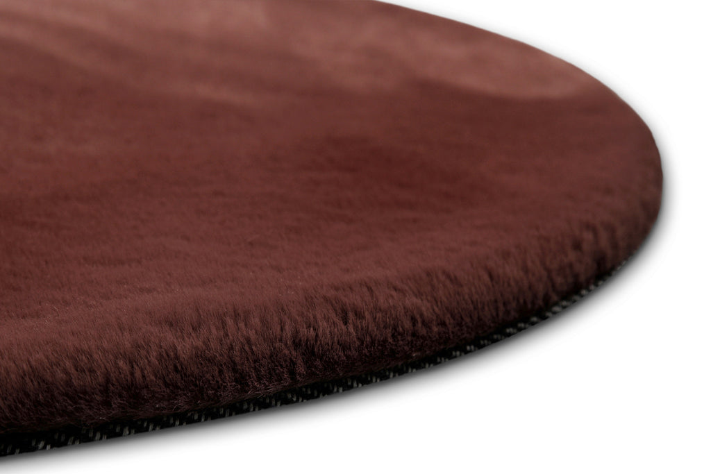 Kunstfell Teppich Rund Bordeaux flauschig und weich "Anna" WECONhome Basics