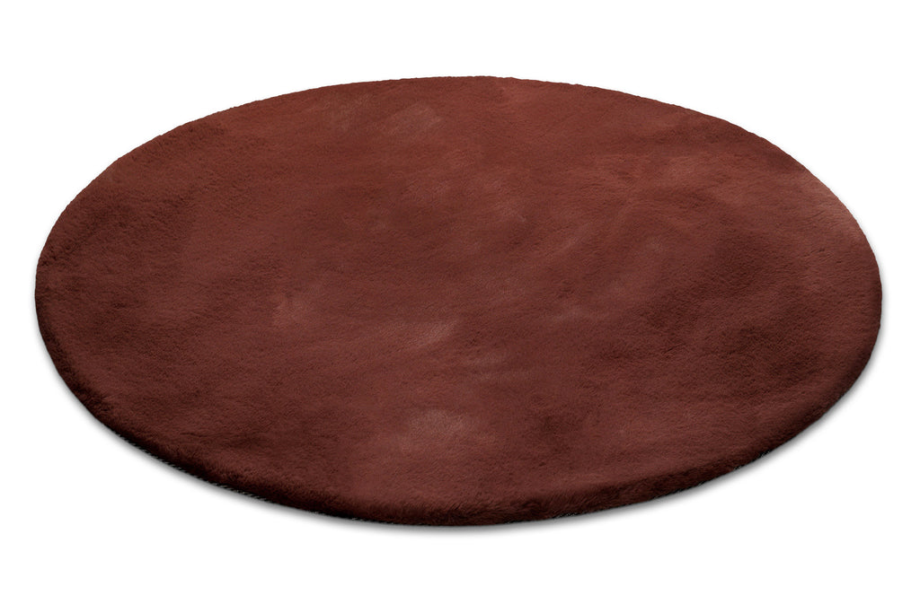 Kunstfell Teppich Rund Bordeaux flauschig und weich "Anna" WECONhome Basics