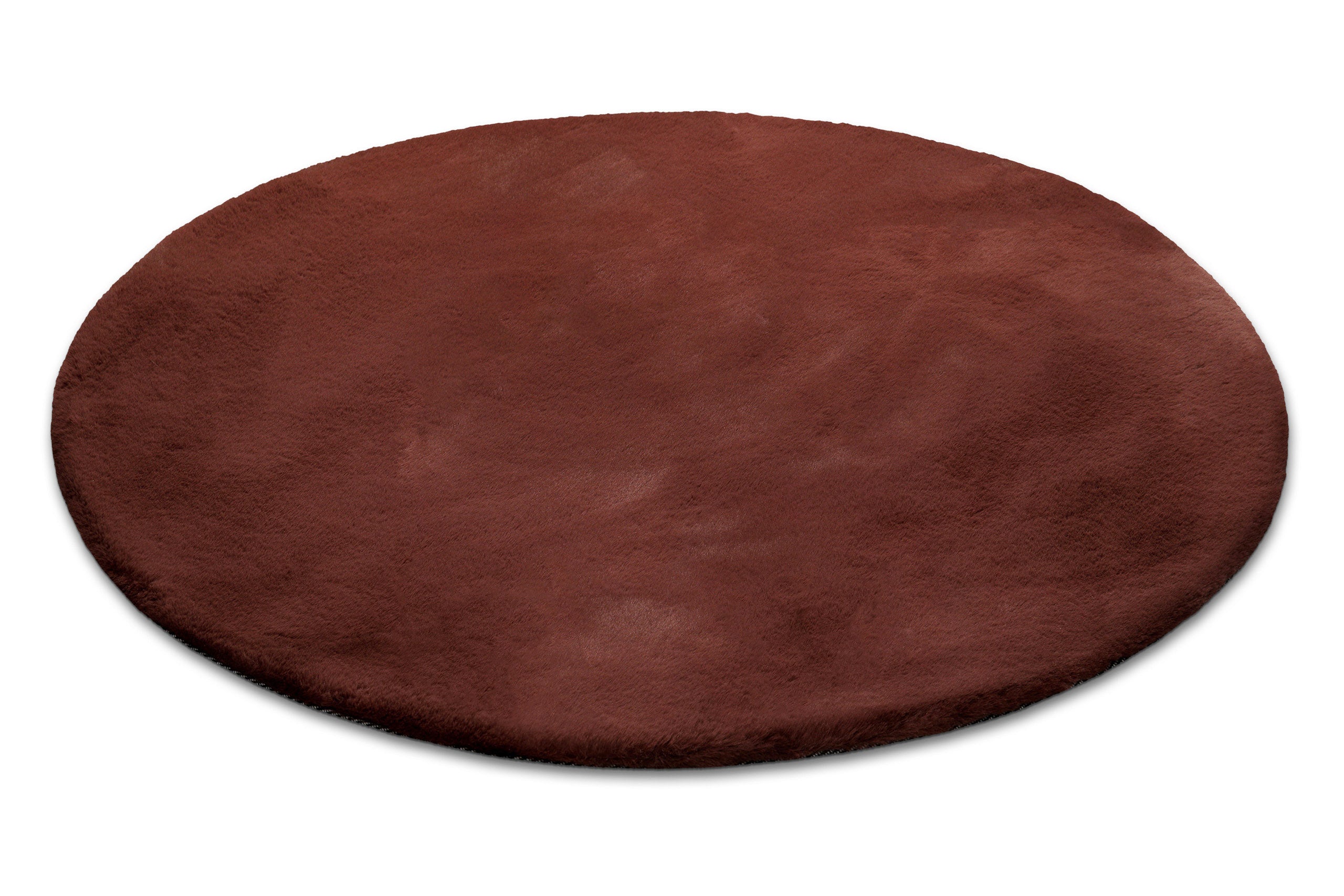 Kunstfell Teppich Rund Bordeaux flauschig und weich "Anna" WECONhome Basics