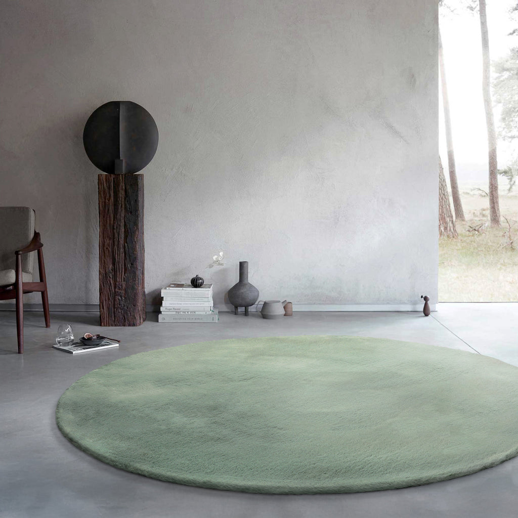 Kunstfell Teppich Rund Türkis flauschig und weich "Anna" WECONhome Basics