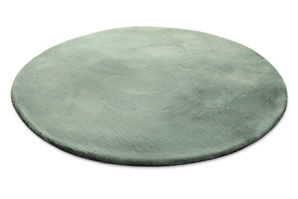 Kunstfell Teppich Rund Türkis flauschig und weich "Anna" WECONhome Basics