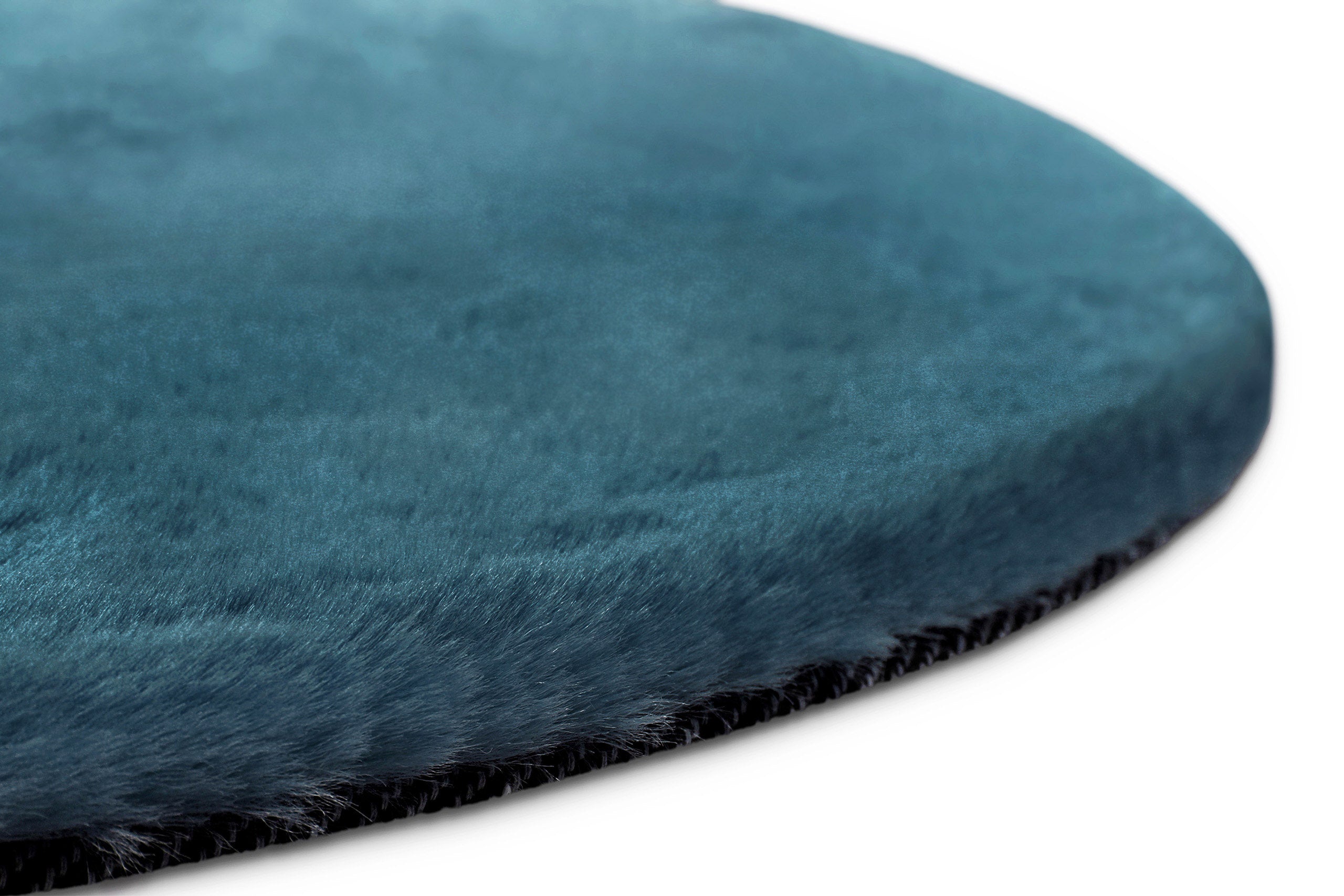 Kunstfell Teppich Rund Petrol flauschig und weich "Anna" WECONhome Basics