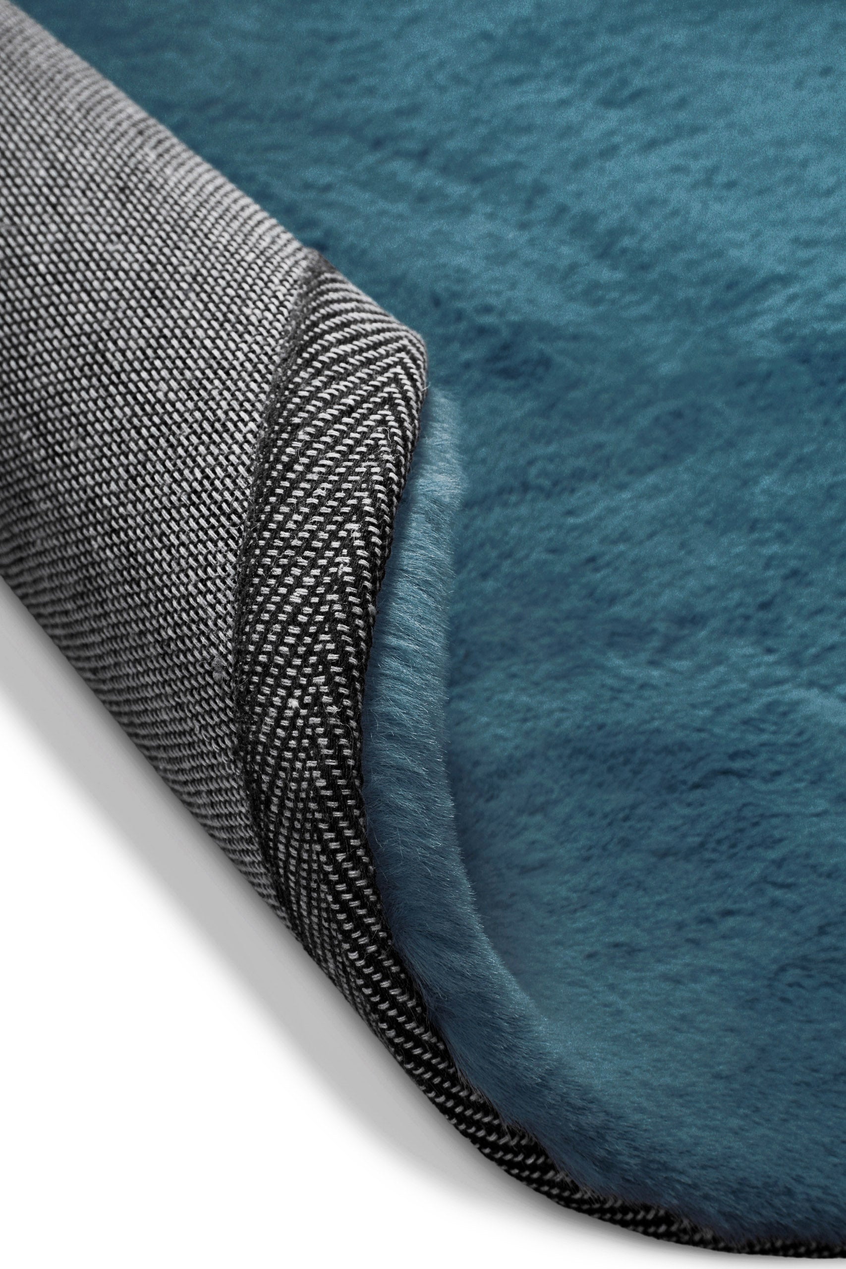 Kunstfell Teppich Rund Petrol flauschig und weich "Anna" WECONhome Basics