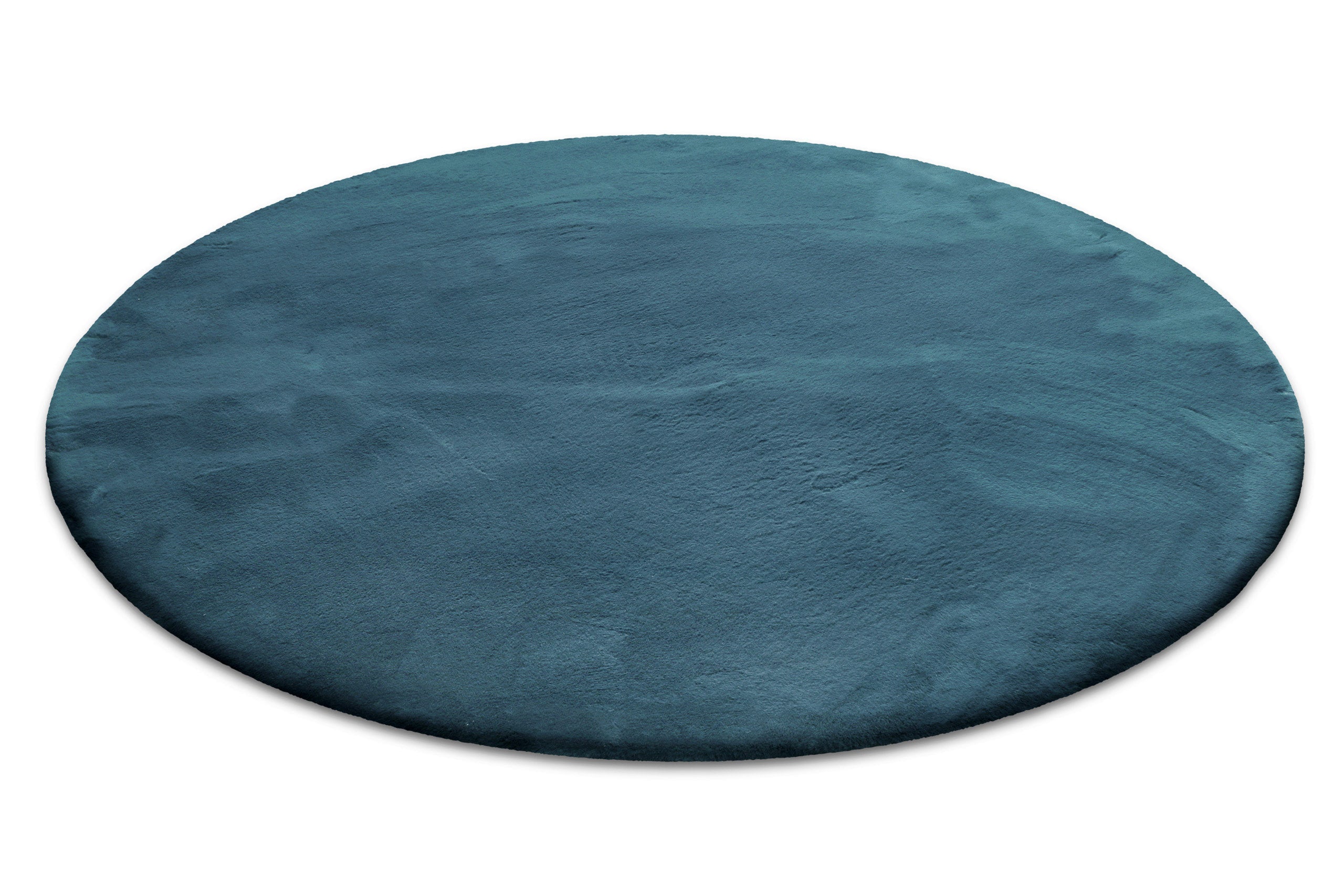 Kunstfell Teppich Rund Petrol flauschig und weich "Anna" WECONhome Basics