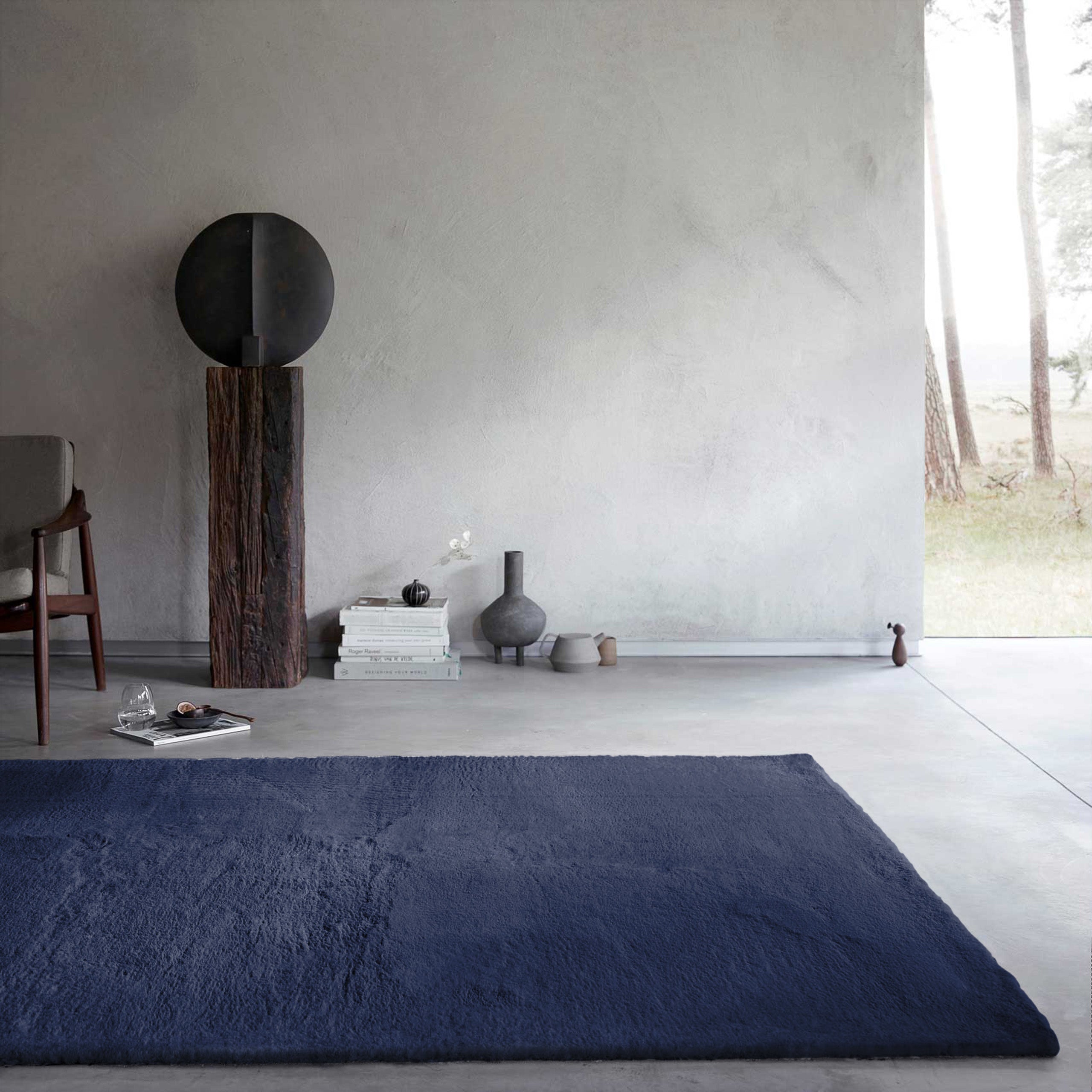 Kunstfell Teppich Dunkelblau flauschig und weich "Anna" WECONhome Basics