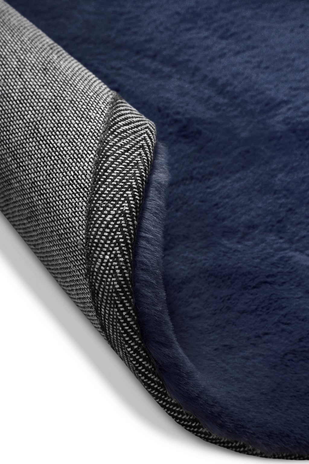 Kunstfell Teppich Rund Dunkelblau flauschig und weich "Anna" WECONhome Basics