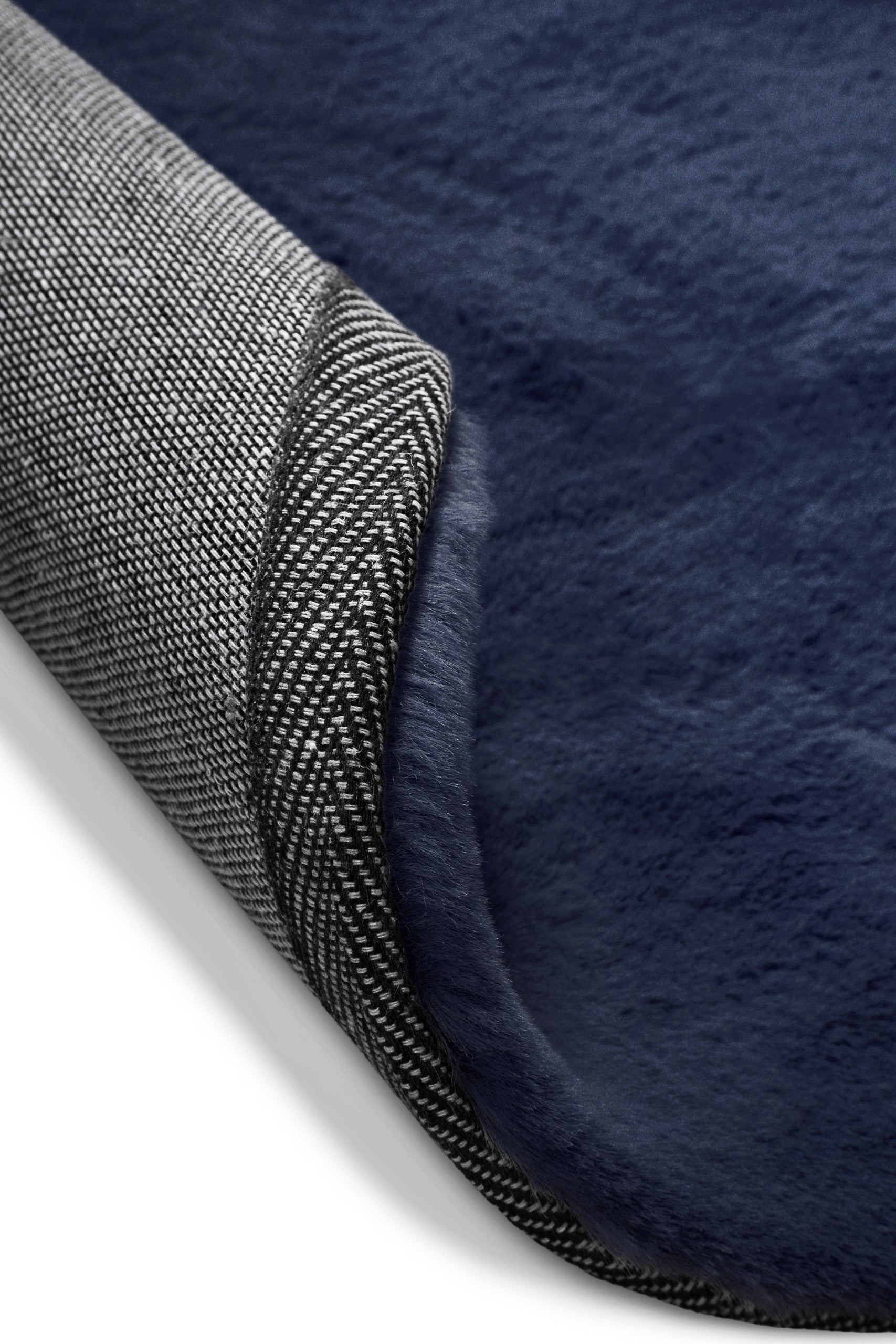 Kunstfell Teppich Rund Dunkelblau flauschig und weich "Anna" WECONhome Basics