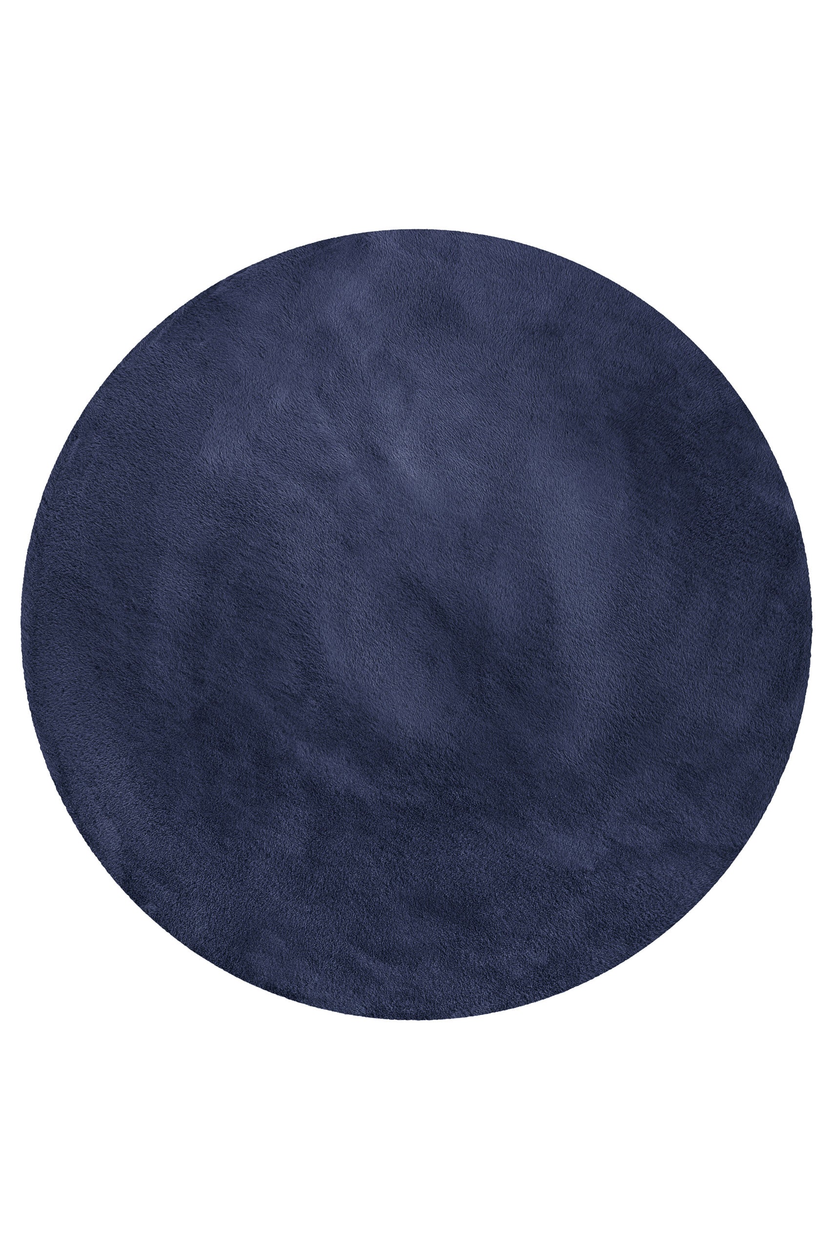 Kunstfell Teppich Rund Dunkelblau flauschig und weich "Anna" WECONhome Basics