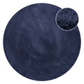 Kunstfell Teppich Rund Dunkelblau flauschig und weich "Anna" WECONhome Basics