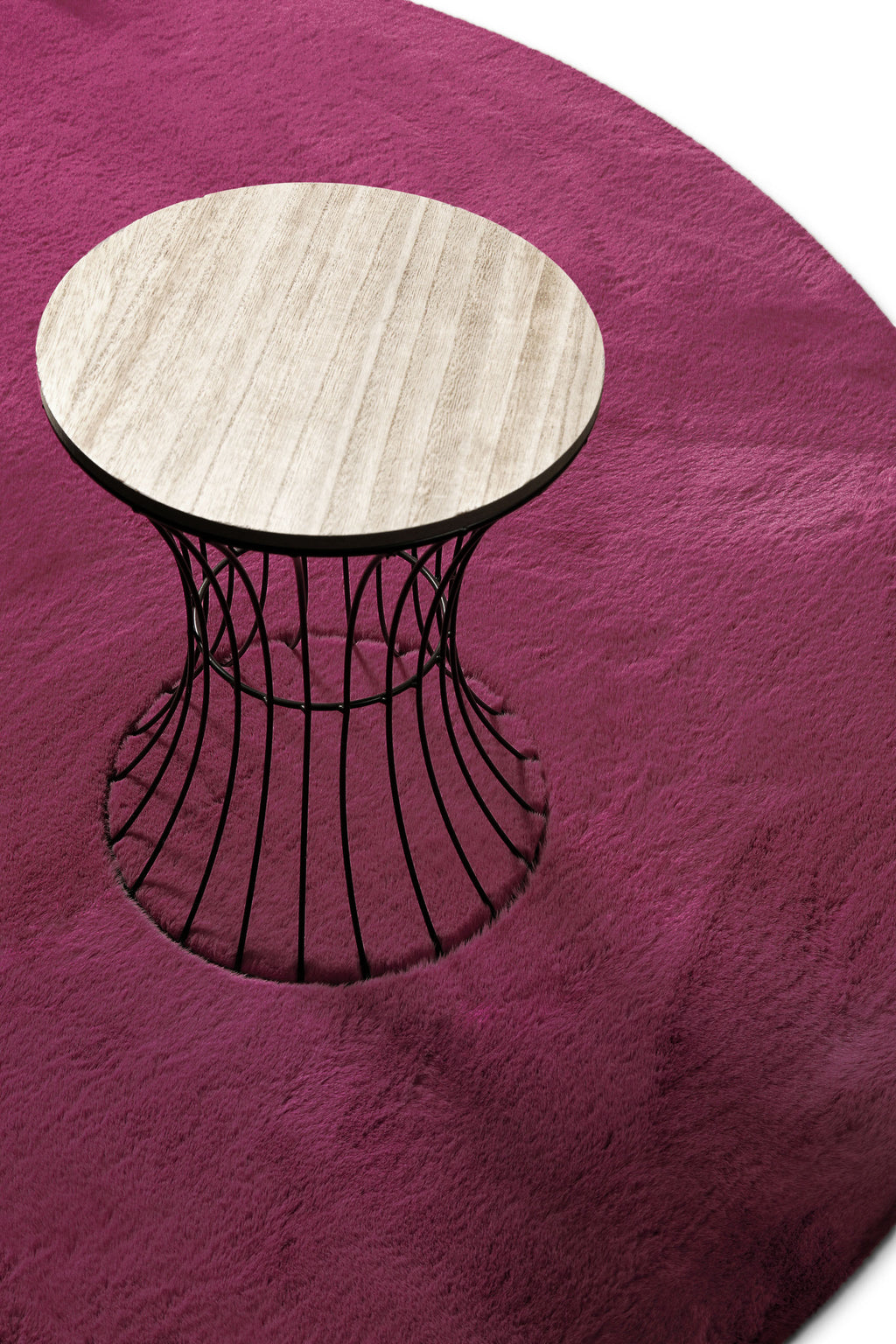 Kunstfell Teppich Rund Violett flauschig und weich "Anna" WECONhome Basics