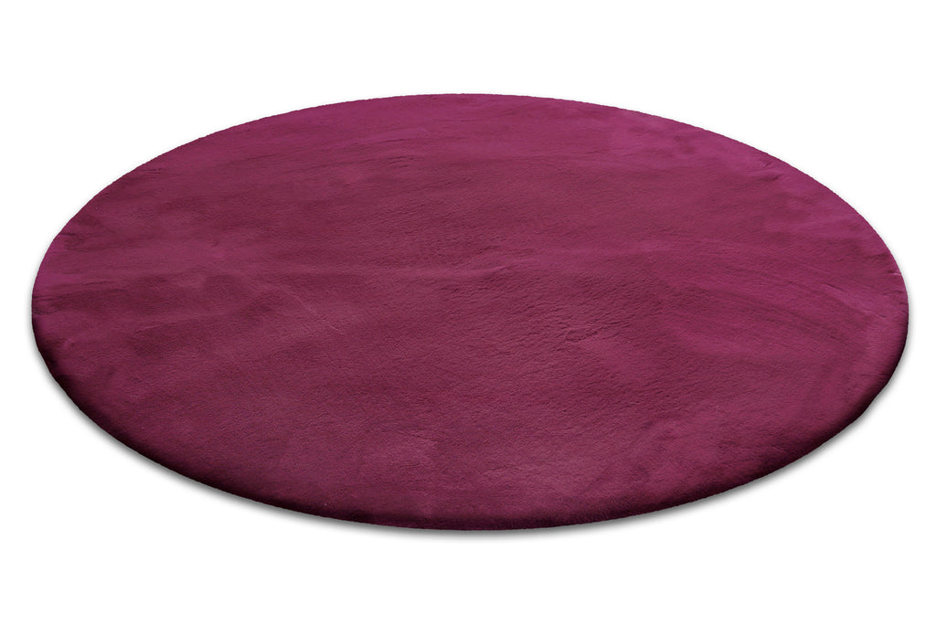 Kunstfell Teppich Rund Violett flauschig und weich "Anna" WECONhome Basics
