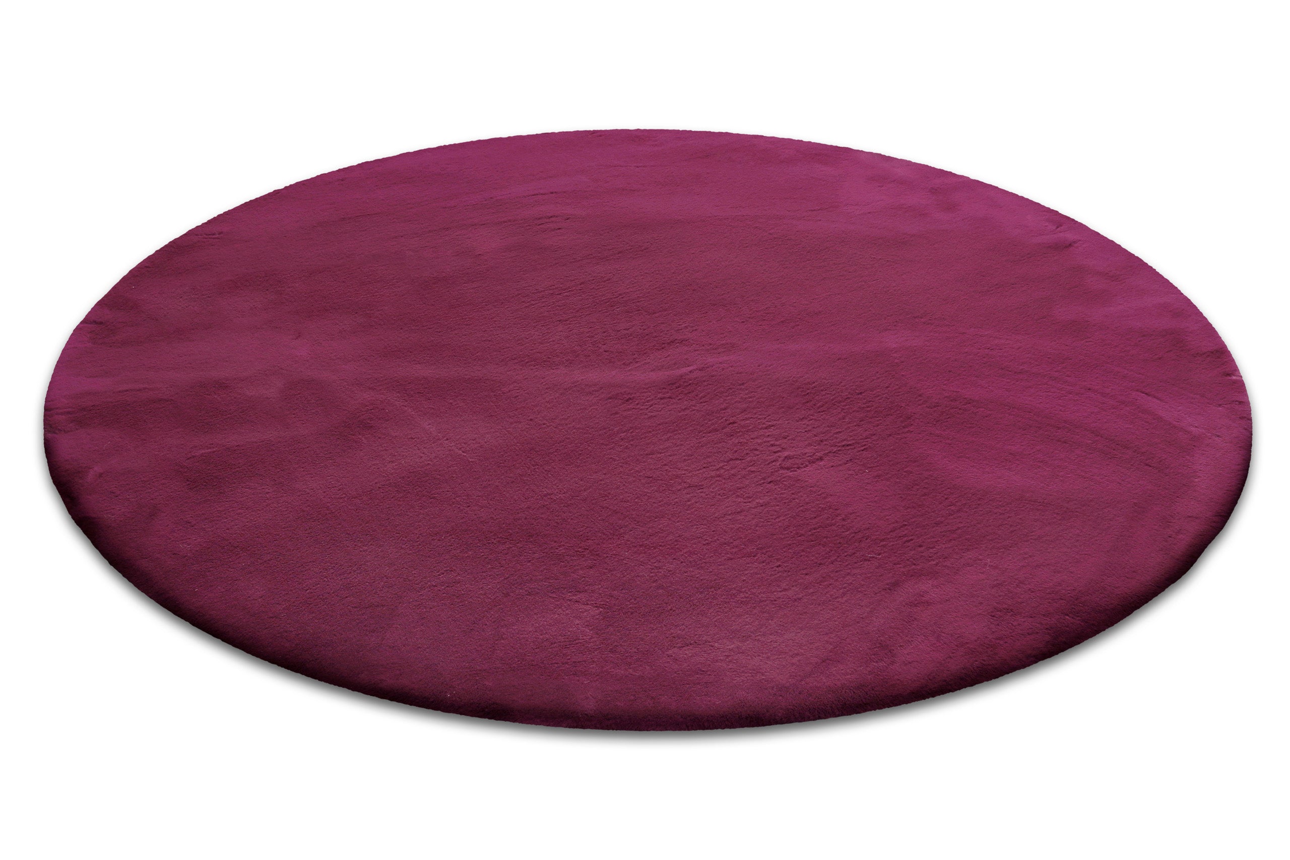 Kunstfell Teppich Rund Violett flauschig und weich "Anna" WECONhome Basics