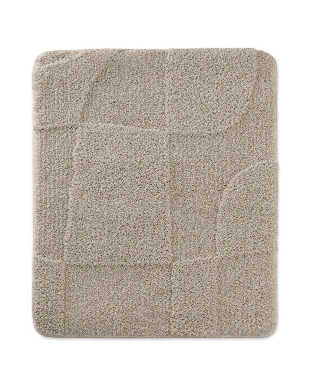 Badteppich von BathKing by WECONhome Davie Grau rechteckig 55x65 cm, Draufsicht auf Matte mit eingeprägtem Linienmuster auf hellem Hintergrund