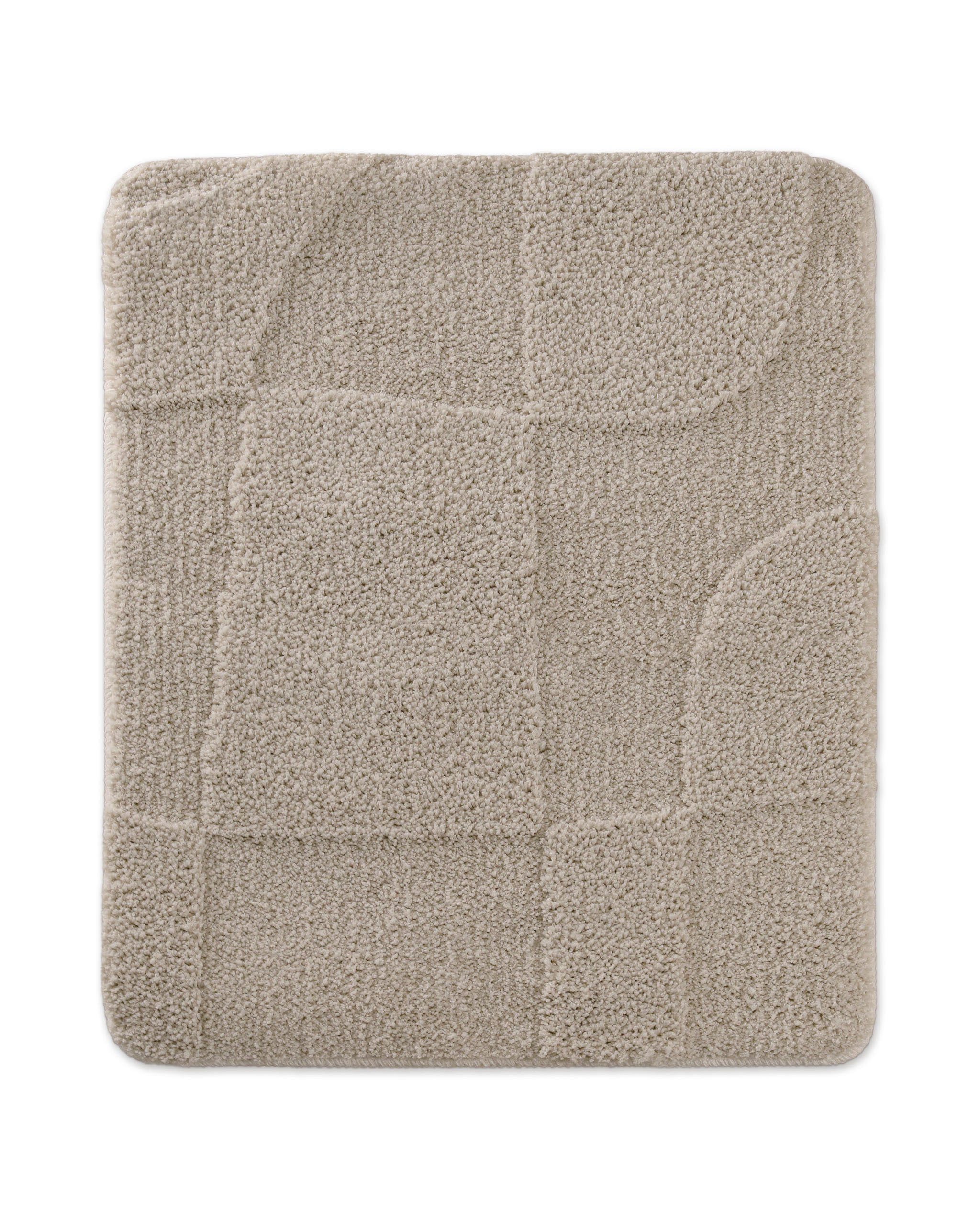 Badteppich von BathKing by WECONhome Davie Grau rechteckig 55x65 cm, Draufsicht auf Matte mit eingeprägtem Linienmuster auf hellem Hintergrund
