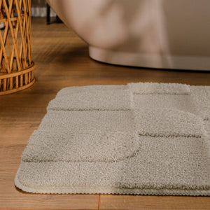 {"class" => "product-thumbnails__image", "alt" => "Badteppich von BathKing by WECONhome Davie Grau runde Matte im Badezimmer vor Badewanne, Strukturmuster im Flor auf Holzboden sichtbar"}