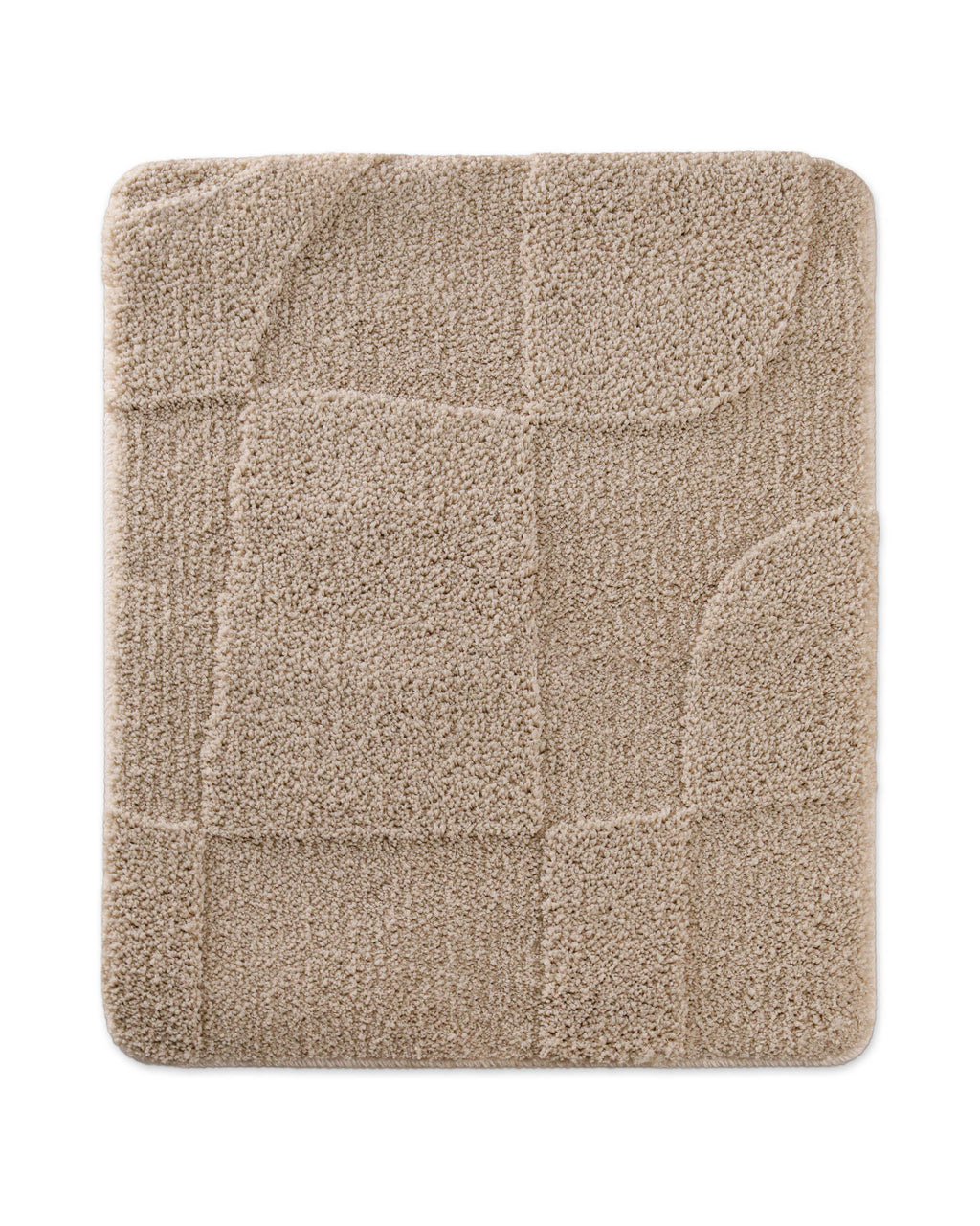 Badteppich von BathKing by WECONhome Davie Sand Beige rechteckig 55x65 cm, Draufsicht auf Matte mit eingeprägtem Linienmuster auf hellem Hintergrund