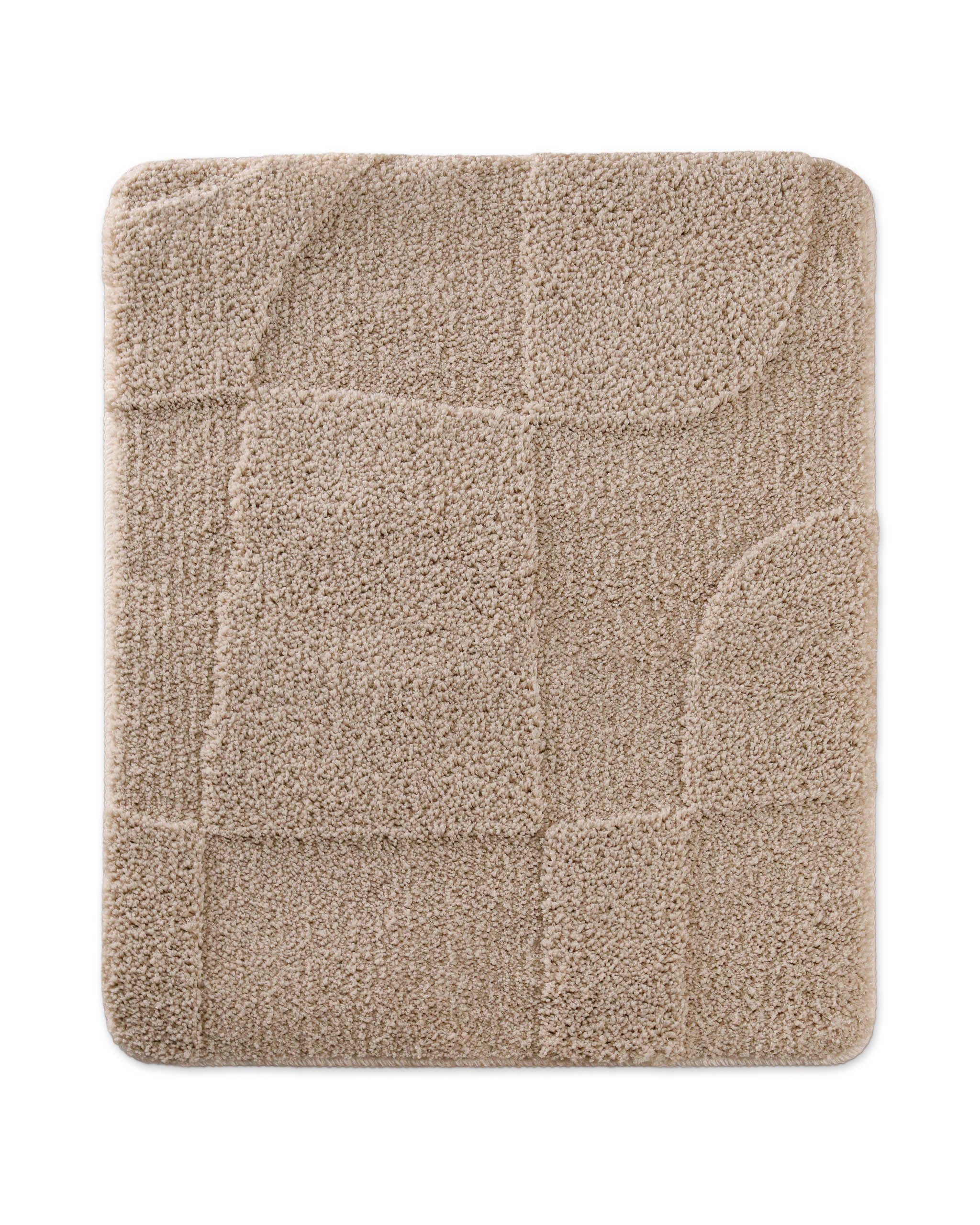 Badteppich von BathKing by WECONhome Davie Sand Beige rechteckig 55x65 cm, Draufsicht auf Matte mit eingeprägtem Linienmuster auf hellem Hintergrund
