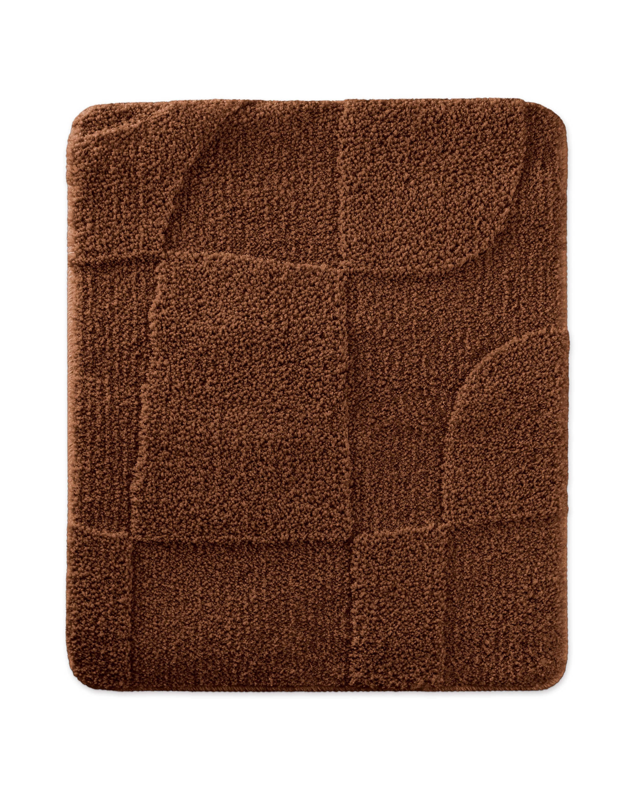 Badteppich von BathKing by WECONhome Davie Braun rechteckig 55x65 cm, Draufsicht auf Matte mit eingeprägtem Linienmuster auf hellem Hintergrund