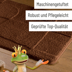 {"class" => "product-thumbnails__image", "alt" => "Badteppich von BathKing by WECONhome Davie Braun Detail der Teppichkante auf Holzfußboden, eingeblendete Hinweise zu Verarbeitung und Pflege"}