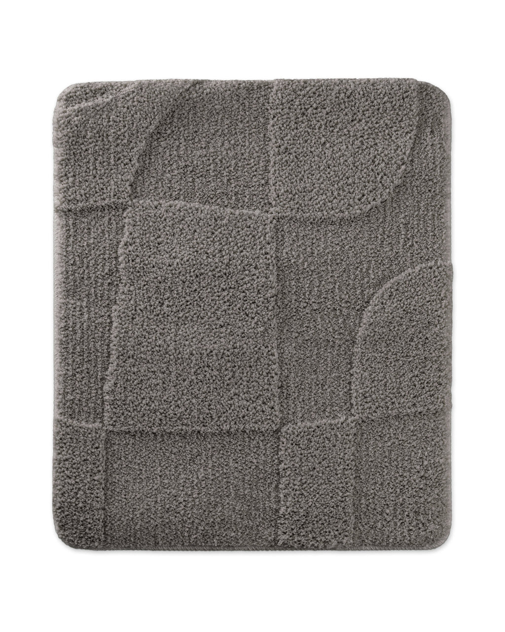Badteppich von BathKing by WECONhome Davie Basalt Grau rechteckig 55x65 cm, Draufsicht auf Matte mit eingeprägtem Linienmuster auf hellem Hintergrund