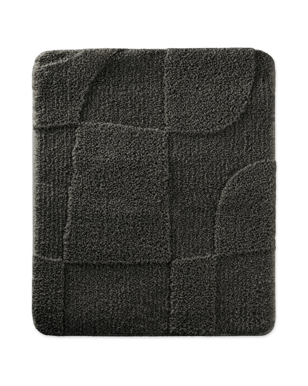 Badteppich von BathKing by WECONhome Davie Anthrazit Grau rechteckig 55x65 cm, Draufsicht auf Matte mit eingeprägtem Linienmuster auf hellem Hintergrund